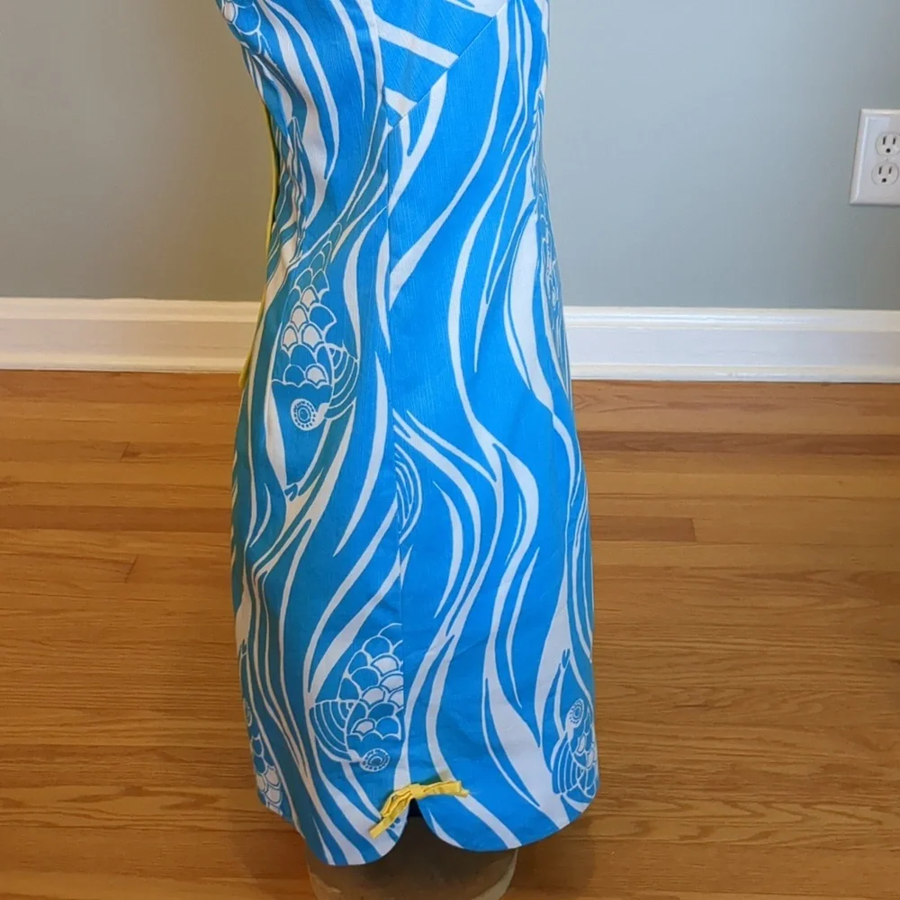 Lilly Pulitzer Delia Shift Resort White, Blue & Yellow Joe Fish Dress size 4 - Picture 7 of 16